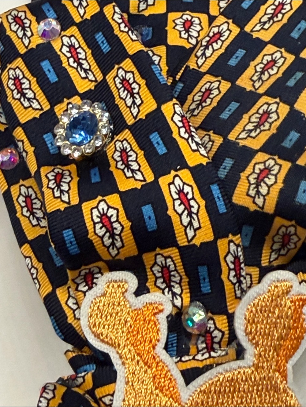 Sigma Gamma Rho Sorority Poodle Patch Decorative Tie  Necklace - Navy & Gold - Picture 6 of 6